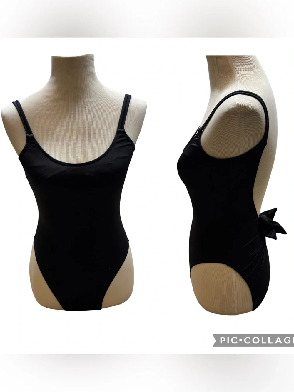 Vintage 1980’s Dunk-IS brand Black One Piece Swim Suit with Bow Size 5